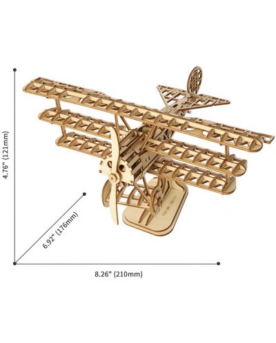 Дървен 3D пъзел Robo Time от 145 части - Самолет - 3